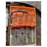 Lot of Drill Bits, Hand Brace Drill, Flexible Shaft Tool, and Screwdriver Bit Set