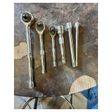 Ratchet Set including 1/2 Drive, 3/8 Drive and 1/4 Drive Ratchets with Extension Bars