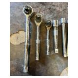 Ratchet Set including 1/2 Drive, 3/8 Drive and 1/4 Drive Ratchets with Extension Bars