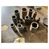 Mixed Impact Sockets including Husky Tools, 1-1/16" and 2" Sockets