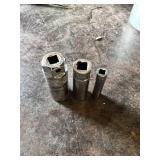 Snap-on Sockets including 1/2 and 3/8 Drive Socket, 13/16 Spark Plug Socket, and 5/16 Socket