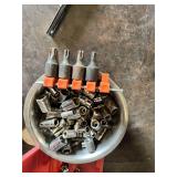 Mixed Brand Socket and Bits with Tray and Red Case Container, including Torx bits, sockets, and a socket organizer tray.