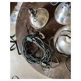 Clamp Work Lights with Extension Cords and Accessories Lot including Metal Reflectors and Bulb Holders