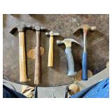 Lot of Hammers Including Ball Peen and Claw Hammers