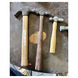 Lot of Hammers Including Ball Peen and Claw Hammers