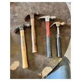 Stanley and Others Hammers including Wooden Handles and Rubber Grip