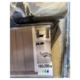 Shower curtain rods, curtain, and accessories including adjustable rods and shower curtain set