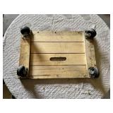Wooden platform dolly with skull and flame design and casters 16x24