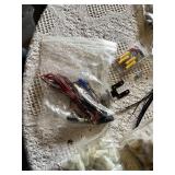 Mixed Automotive Parts and Accessories Lot including Switches, Connectors, and Wiring and Stacker Tool Caddy