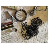 Miscellaneous Hardware Tools Including Husky Socket Wrench, Clamps, Carabiners, Stacker Tool Caddy and Hooks