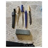 Assorted Knives and Sharpening Stone Set