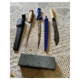 Assorted Knives and Sharpening Stone Set