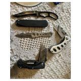 Utility and Pocket Knives Collection including Spark Lighter, Ka-Bar Knife, Masterforce Folding Utility Knife, and More