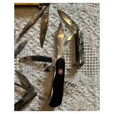 Collection of Vintage and Swiss Army Folding Pocket Knives