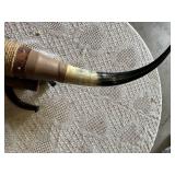 Leather Horn Wall Mount Display and Horseshoe