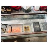 Large Fish Tank and Accessories including Air Pump, Decorative Rocks, and Miscellaneous Supplies