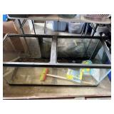 Large Fish Tank and Accessories including Air Pump, Decorative Rocks, and Miscellaneous Supplies