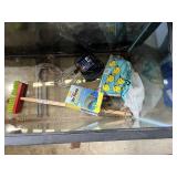 Large Fish Tank and Accessories including Air Pump, Decorative Rocks, and Miscellaneous Supplies
