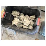 Large Fish Tank and Accessories including Air Pump, Decorative Rocks, and Miscellaneous Supplies