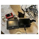 Lot of Electronics and Accessories including RCA Portable DVD Player Monitors, Garmin GPS, and Red Media Player with Cables