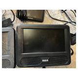 Lot of Electronics and Accessories including RCA Portable DVD Player Monitors, Garmin GPS, and Red Media Player with Cables