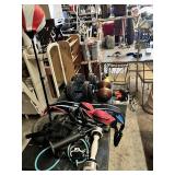Fitness Equipment Lot including Dumbbells, Kettlebell, Resistance Bands, and Training DVDs