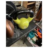 Fitness Equipment Lot including Dumbbells, Kettlebell, Resistance Bands, and Training DVDs