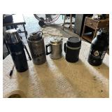 Thermos, Growler, and Flask Collection including TAL Ranger Pro 64oz, Vintage Aladdin, and Metal Pitcher