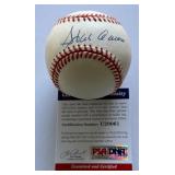 Hank Aaron Autographed w/ PSA DNA COA Rawlings ONLB White Baseball