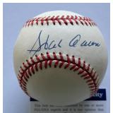 Hank Aaron Autographed w/ PSA DNA COA Rawlings ONLB White Baseball