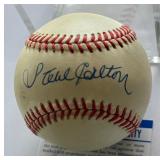 Steve Carlton Autographed w/ PSA COA Rawlings OALB Brown Baseball