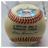 Steve Carlton Autographed w/ PSA COA Rawlings OALB Brown Baseball