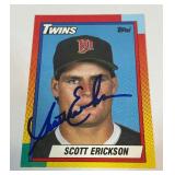 Scott Erickson RC On-Card Auto 1990 Topps Traded #29T Rookie Minnesota Twins Baseball Card