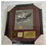 Babe Ruth Custom Framed Baseball Piece w/ Game Used Bat Saw Dust and COA, Gold Card, and Custom Plaque