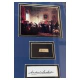 Andrew Jackson Hand Written Word Custom Framed Piece w/ Copt of JSA Letter of Authentication - From a Signed "Log of War Captains" Document