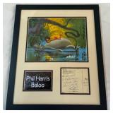 Phl Harris "Baloo" Autographed Post Card Custom Framed 11x14"