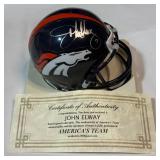 John Elway Autographed Mini Helmet w/ COA - Denver Broncos HOF Legend