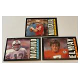 1985 Topps 3 Superstar QB Football Cards - Marino 2nd Year, Elway 2nd year, Montana
