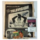 Bob Feller Autographed Newspaper Advertisement w/ JSA COA - Vintage Baseball