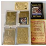(4) Nolan Ryan Gold Cards Limited Edition 23 kt Baseball Cards