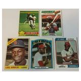 Lou Brock 5-Card Vintage Baseball Lot 1966-1976