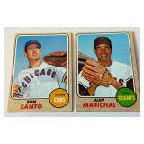 Ron Santo and Juan Marichal 2-Card 1968 Topps Baseball Vintage Lot