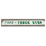 Vintage Enamel Sign w/ Embossed Lettering - "CAFÉ - TRUCK STOP" - Antique Collectible