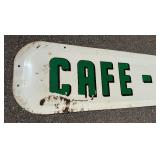 Vintage Enamel Sign w/ Embossed Lettering - "CAFÉ - TRUCK STOP" - Antique Collectible