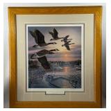 Herb Brooks Autographed James Meger Print "One More Pass - Canada Geese" Framed and Matted w/ COA Paperwork - LIMITED EDITION (1 of 4 Posted In This Auction)