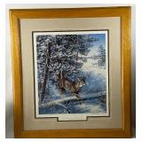 Herb Brooks Autographed James Meger Print "Fast Morning Fame - Whitetail Deer" Framed and Matted w/ COA Paperwork - LIMITED EDITION (1 of 4 Posted In This Auction)