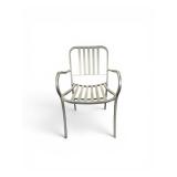 2 Piece Dining Chairs features a durable, hot-galvanized steel frame with a distinct linear slat design