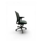 Steelcase Amia office chair featuring adjustable arms and a gray fabric seat