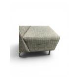 Lounge featuring a Grey Linen Fabric with a subtle pattern and minimalist metal legs Ethernet and power