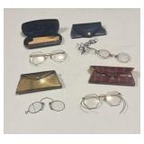 4 Pairs of Vintage Eyeglasses with Cases